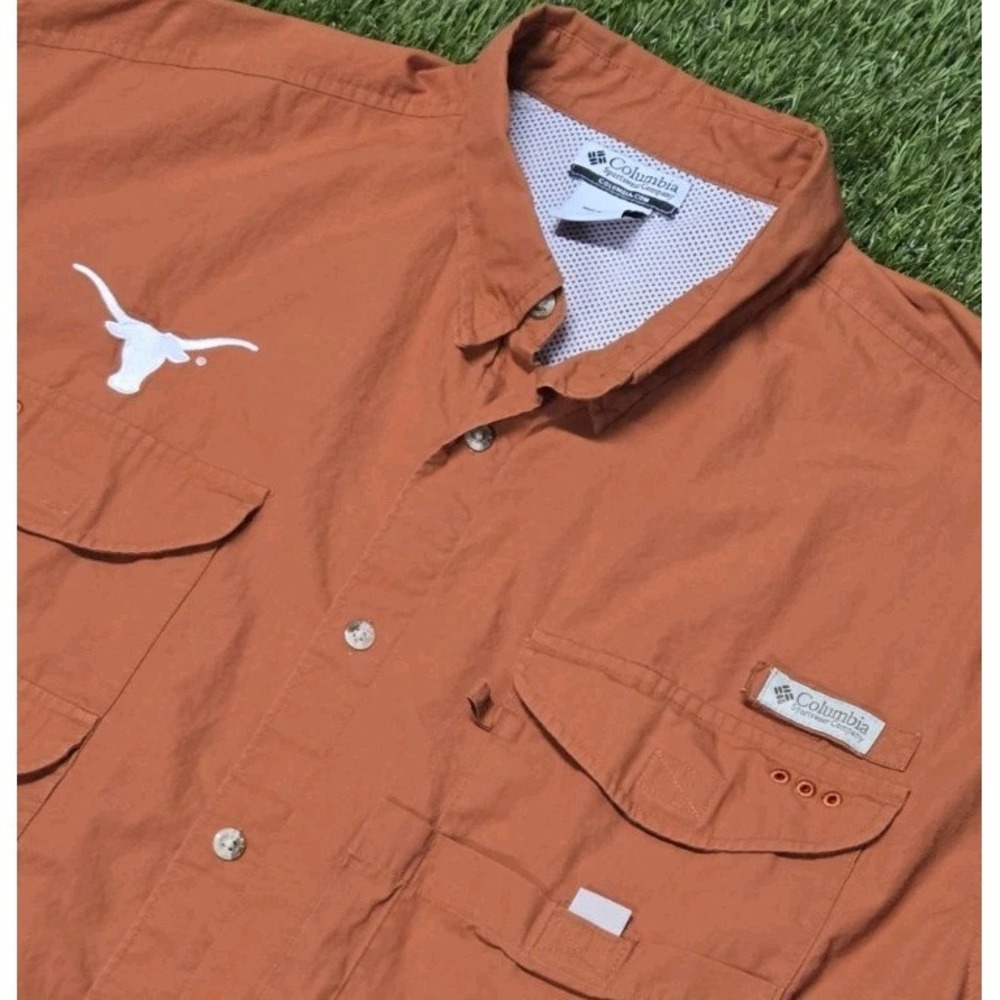 Columbia PFG Texas Longhorns Shirt Mens XXL Burnt Orange Fishing Short Sleeve...